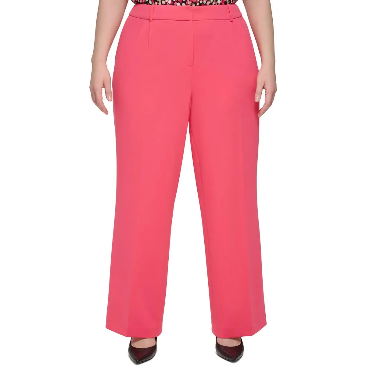 Plus Womens Scuba Crepe Wide Leg Pants