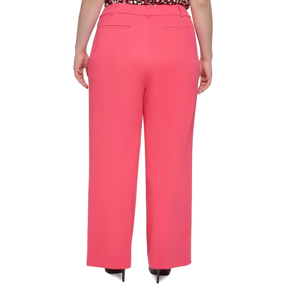 Plus Womens Scuba Crepe Wide Leg Pants