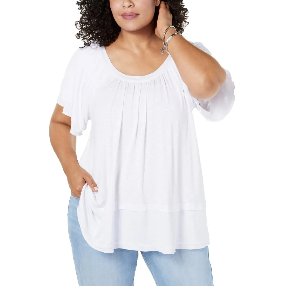 Plus Womens Slub Short Sleeves T-Shirt