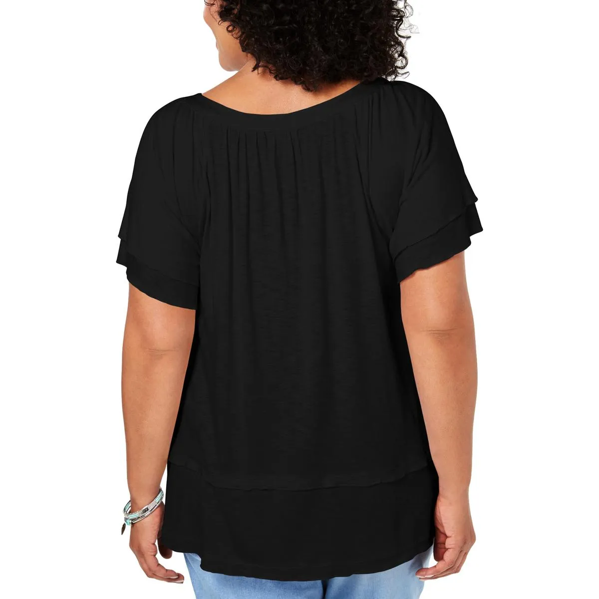 Plus Womens Slub Short Sleeves T-Shirt
