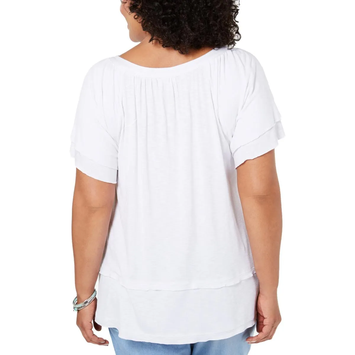 Plus Womens Slub Short Sleeves T-Shirt