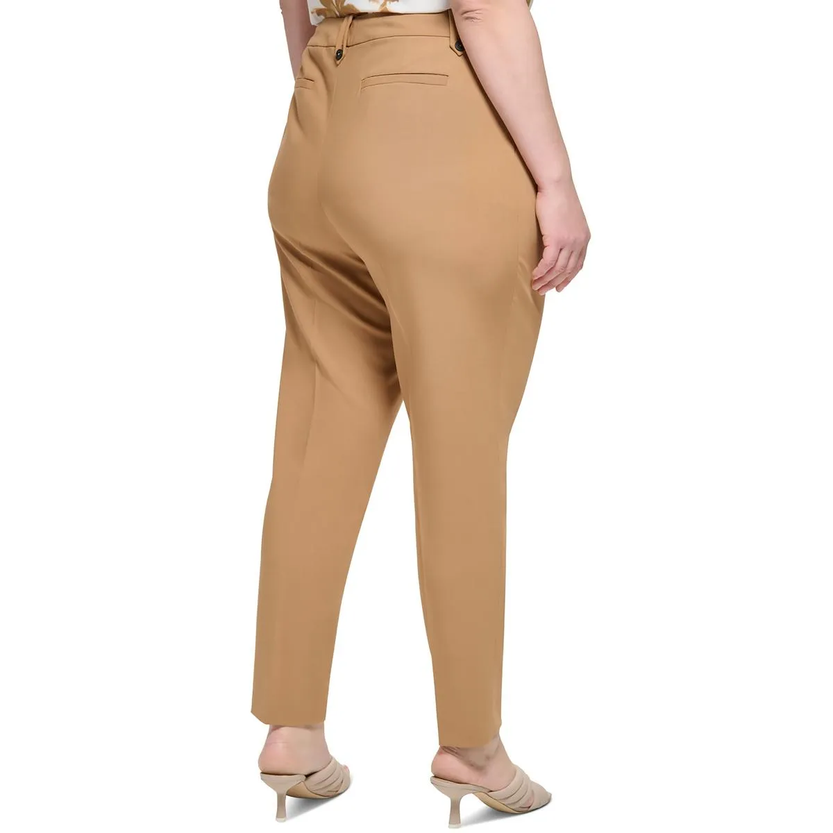 Plus Womens Solid Polyester Ankle Pants