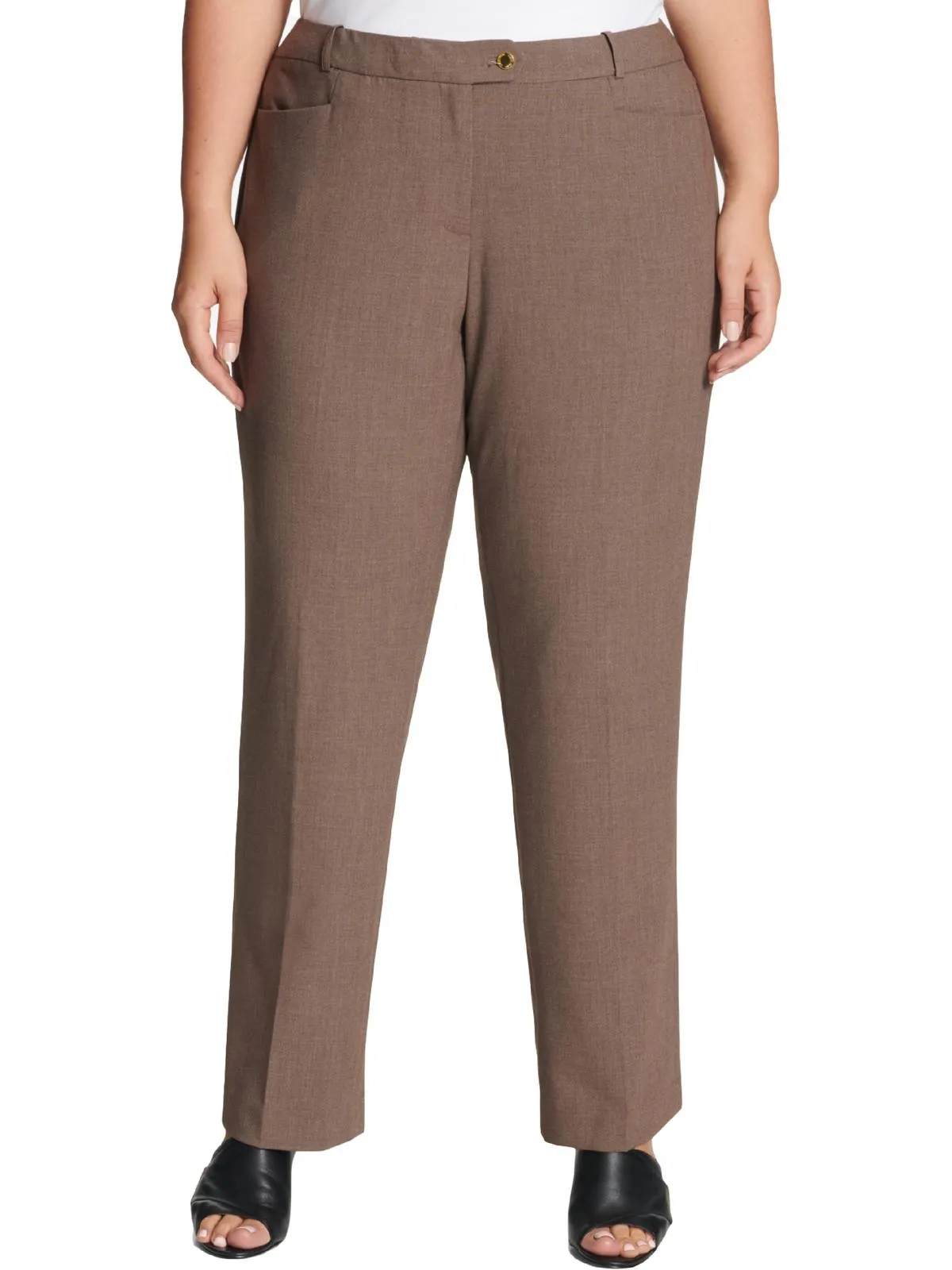 Plus Womens Straight Leg Office Dress Pants