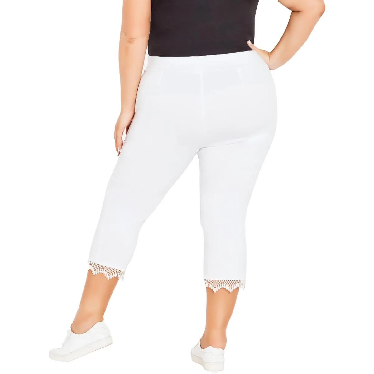 Plus Womens Stretch Fitted Capri Pants