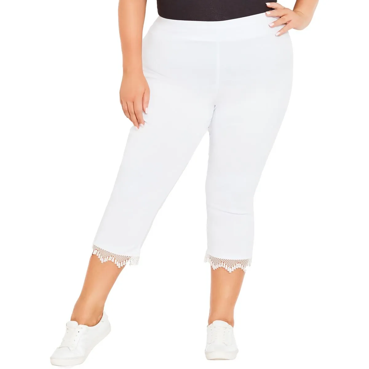 Plus Womens Stretch Fitted Capri Pants