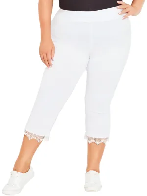 Plus Womens Stretch Fitted Capri Pants