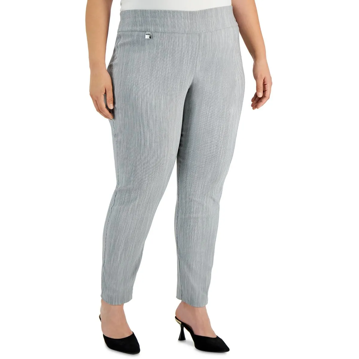 Plus Womens Striped Rayon Skinny Pants
