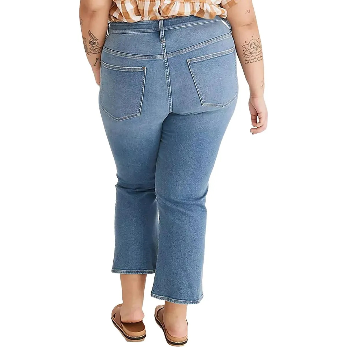 Plus Womens Tencel Bootcut Cropped Jeans
