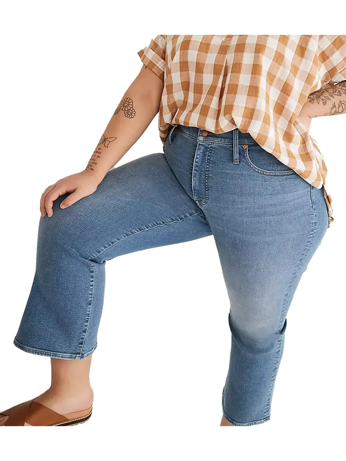 Plus Womens Tencel Bootcut Cropped Jeans