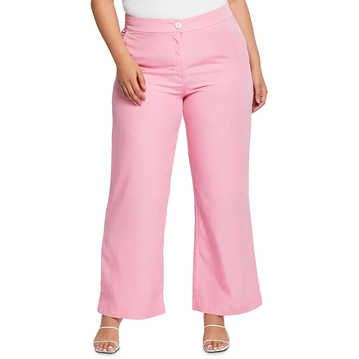 Plus Womens Textured High Rise Capri Pants