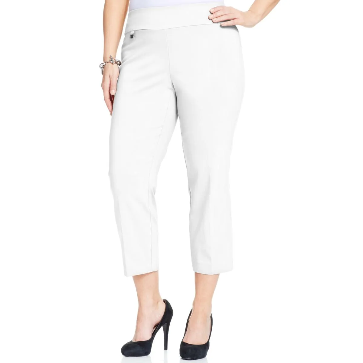 Plus Womens Twill Stretch Capri Pants