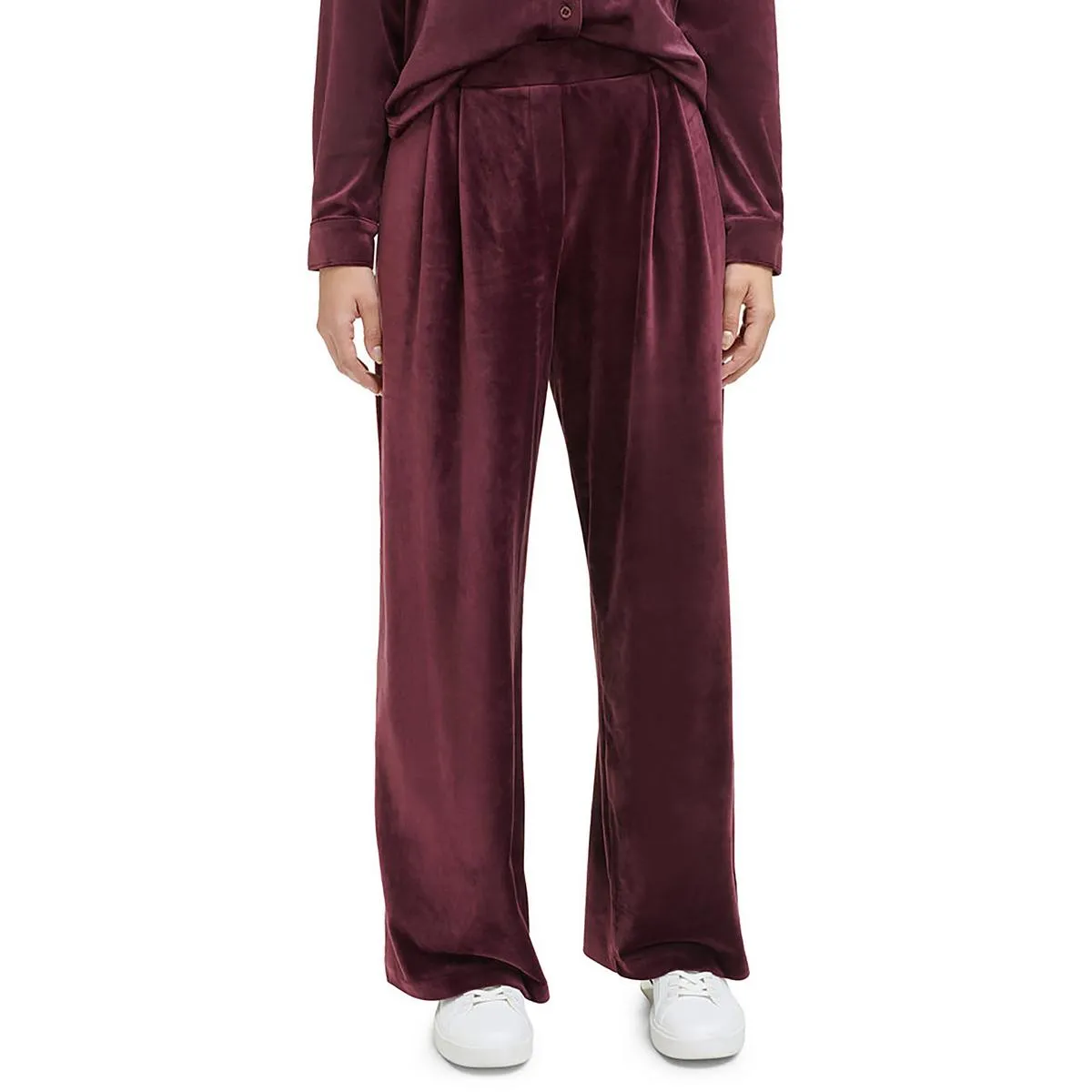 Plus Womens Velvet High Rise Wide Leg Pants