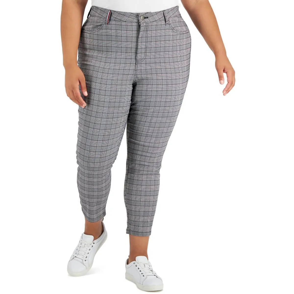 Plus Womens Woven Glen Plaid Skinny Pants