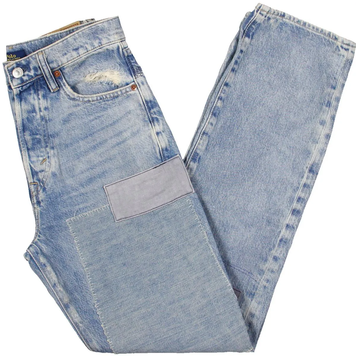 Polo Ralph Lauren Womens Patchwork Denim Straight Leg Jeans