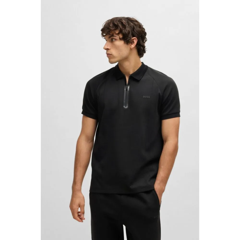 polo shirt in drop-needle stretch fabric