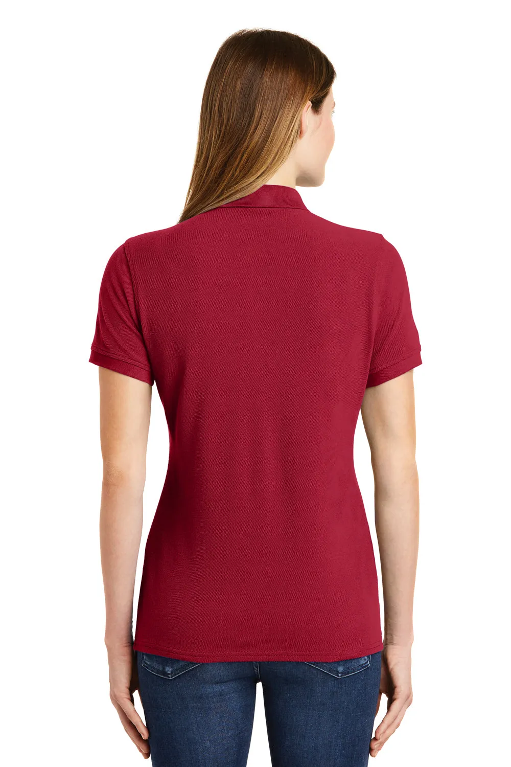 Port & Company Womens Stain Resistant Short Sleeve Polo Shirt - Red - Closeout