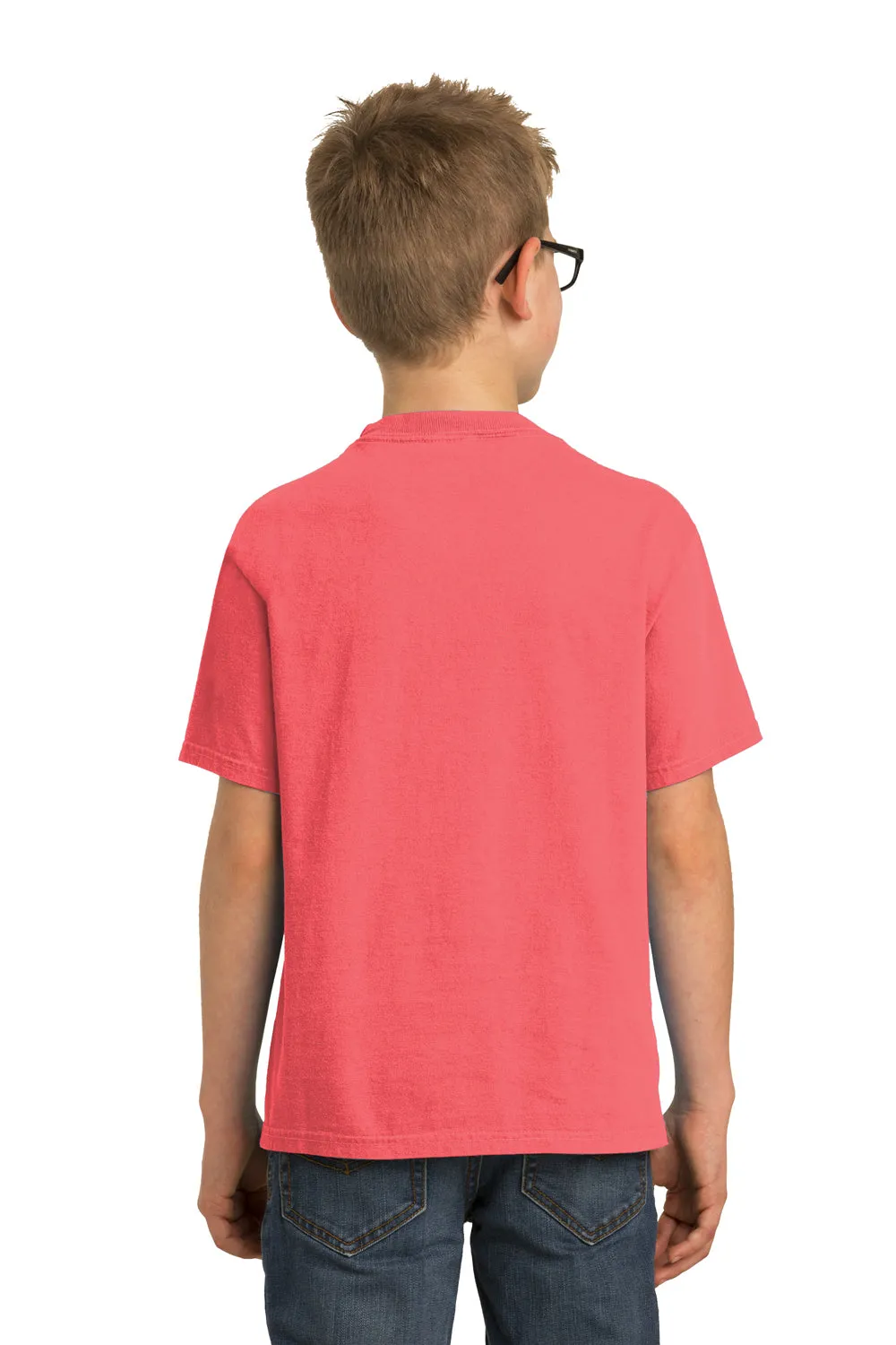 Port & Company Youth Beach Wash Short Sleeve Crewneck T-Shirt - Fruit Punch Pink