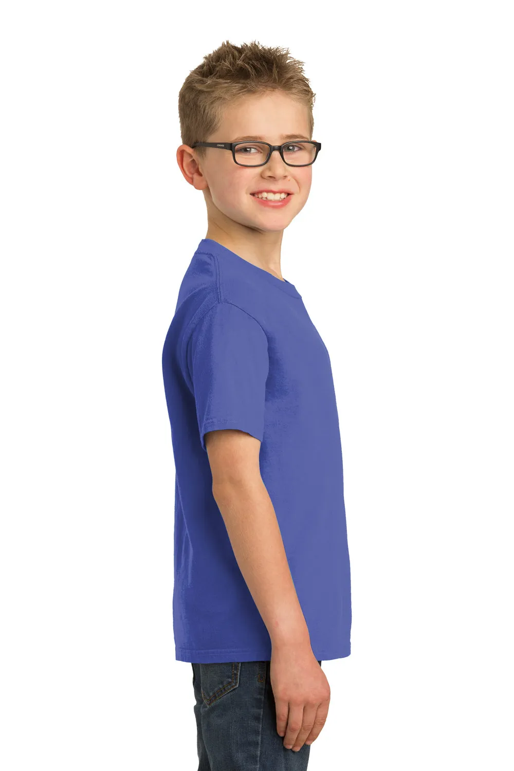 Port & Company Youth Beach Wash Short Sleeve Crewneck T-Shirt - Iris Blue