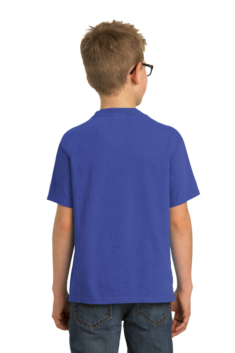 Port & Company Youth Beach Wash Short Sleeve Crewneck T-Shirt - Iris Blue