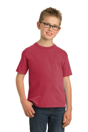 Port & Company Youth Beach Wash Short Sleeve Crewneck T-Shirt - Merlot Red