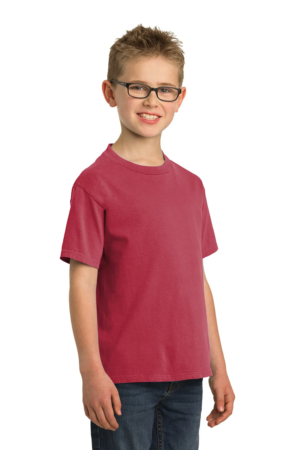 Port & Company Youth Beach Wash Short Sleeve Crewneck T-Shirt - Merlot Red