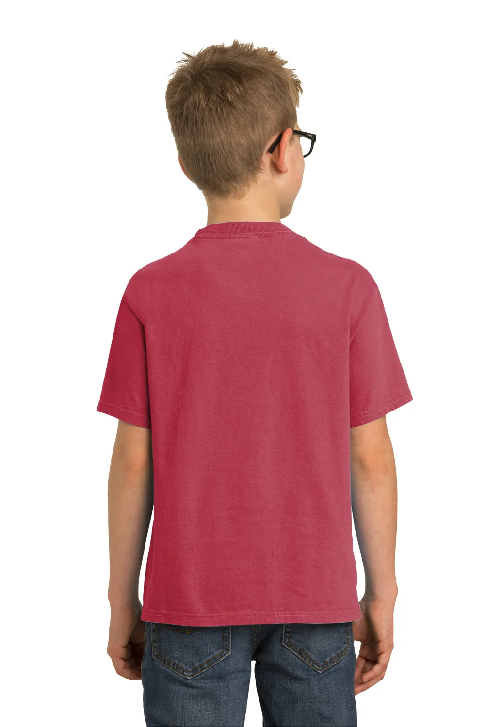 Port & Company Youth Beach Wash Short Sleeve Crewneck T-Shirt - Merlot Red