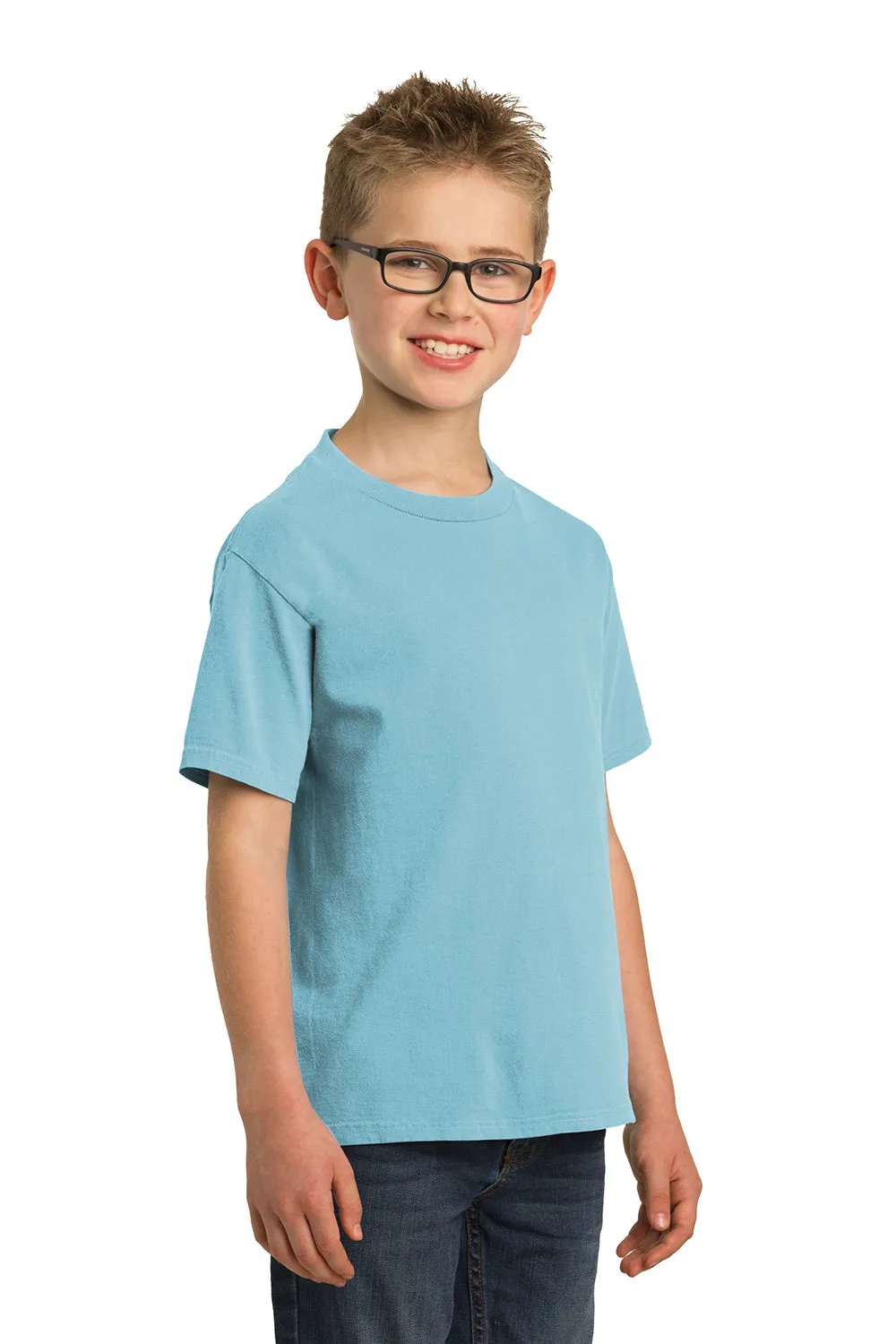 Port & Company Youth Beach Wash Short Sleeve Crewneck T-Shirt - Mist Blue