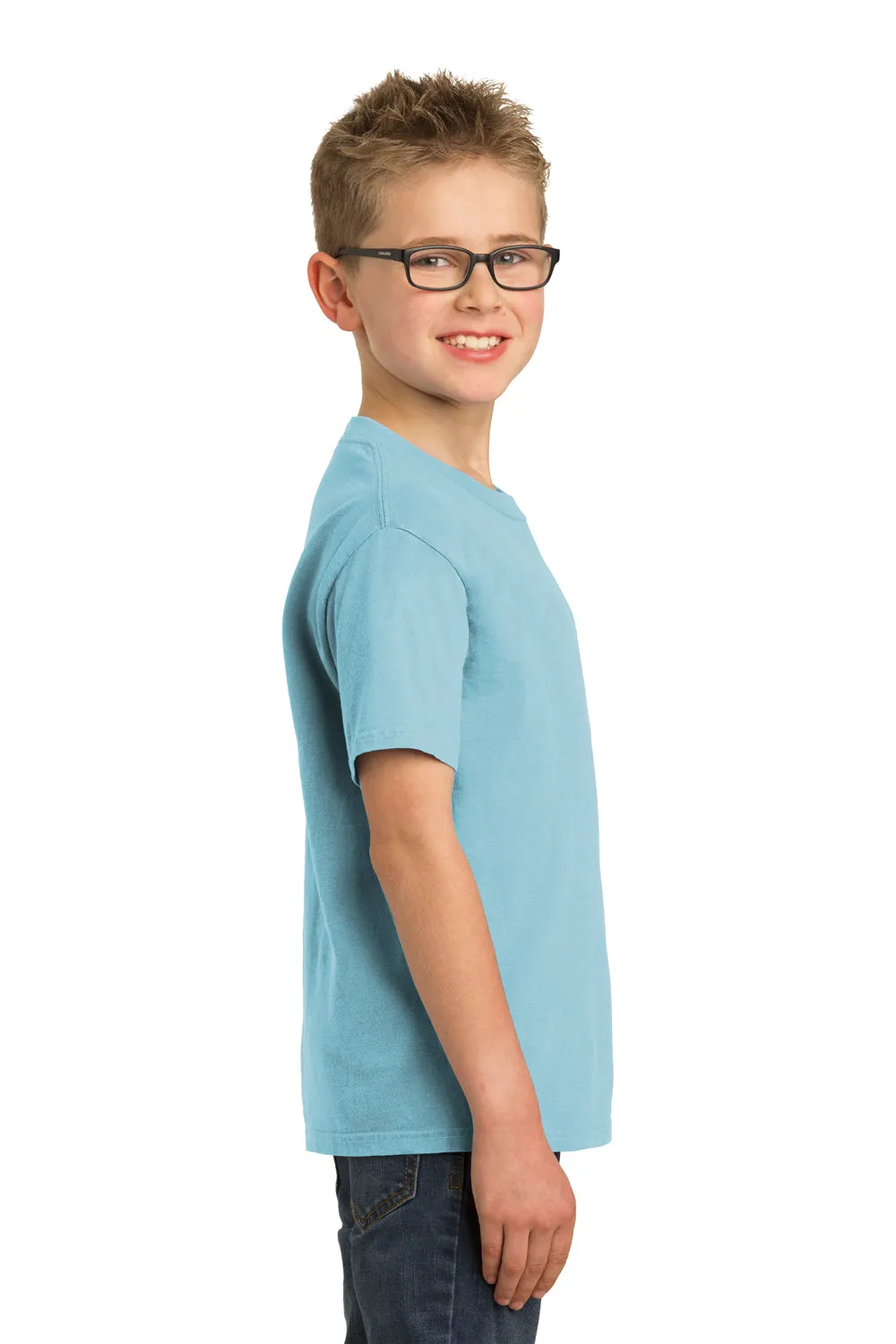 Port & Company Youth Beach Wash Short Sleeve Crewneck T-Shirt - Mist Blue