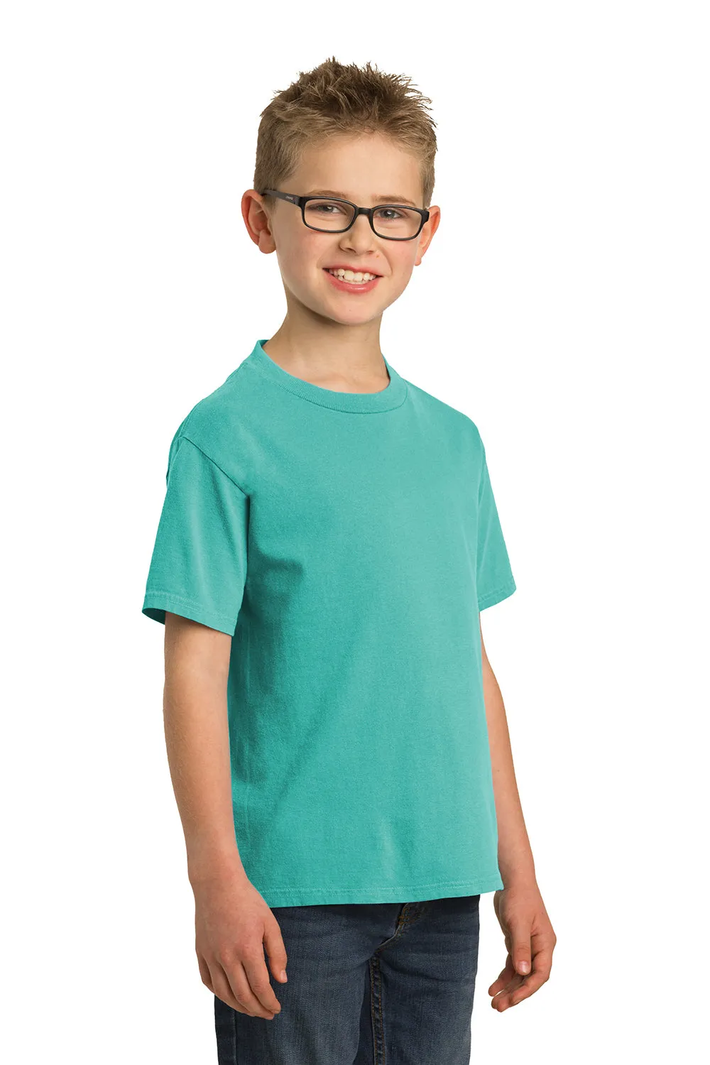 Port & Company Youth Beach Wash Short Sleeve Crewneck T-Shirt - Peacock Green
