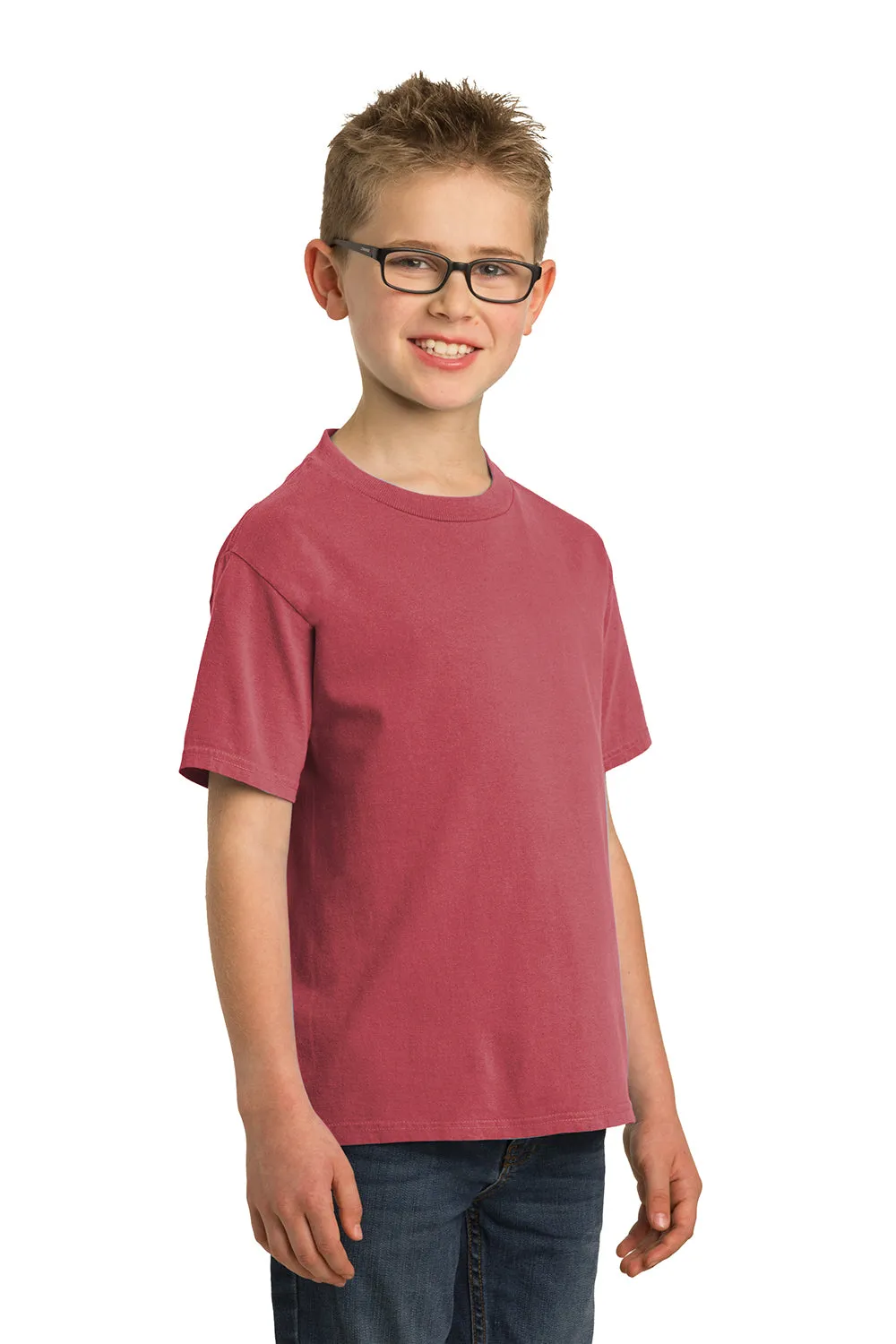 Port & Company Youth Beach Wash Short Sleeve Crewneck T-Shirt - Red Rock