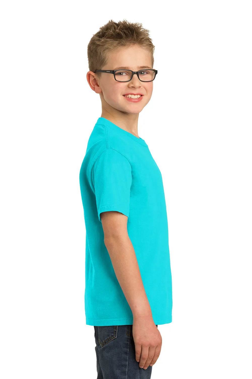 Port & Company Youth Beach Wash Short Sleeve Crewneck T-Shirt - Tidal Wave Blue