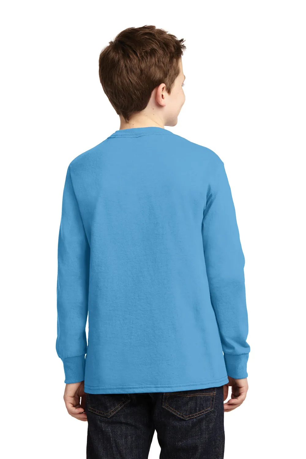 Port & Company Youth Core Long Sleeve Crewneck T-Shirt - Aquatic Blue