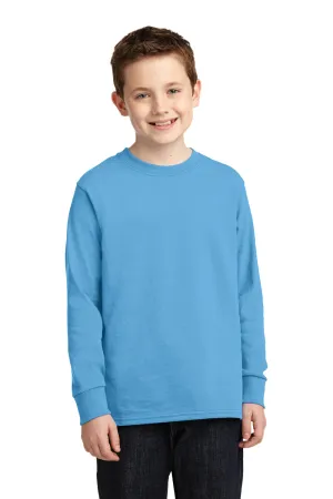 Port & Company Youth Core Long Sleeve Crewneck T-Shirt - Aquatic Blue