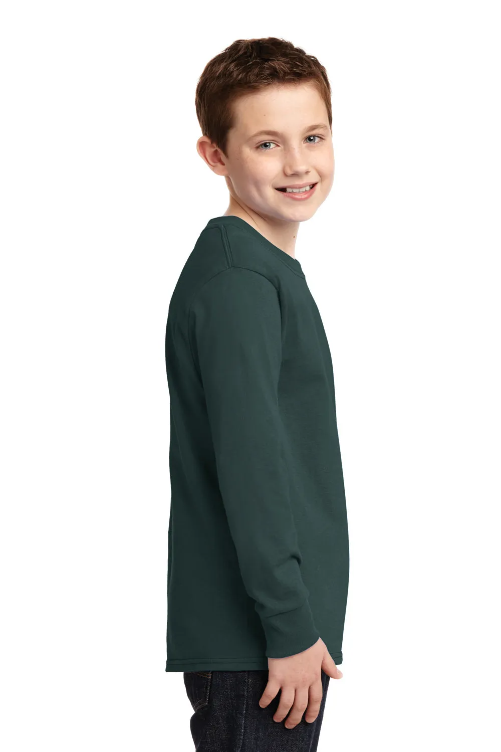 Port & Company Youth Core Long Sleeve Crewneck T-Shirt - Dark Green