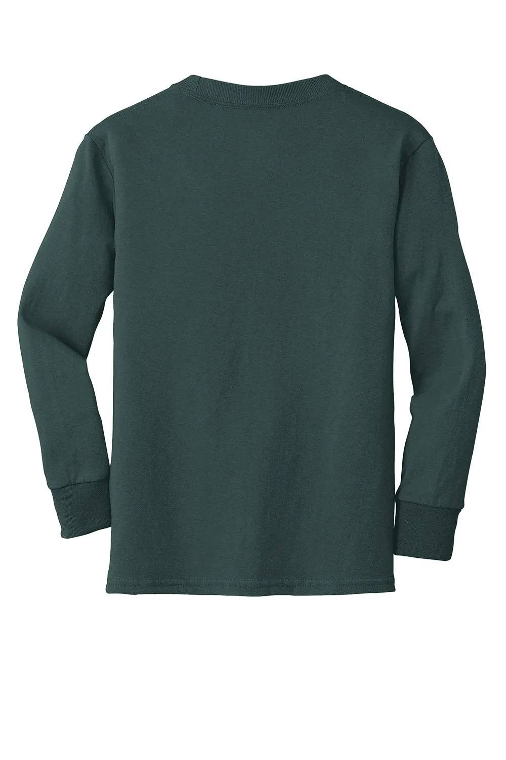 Port & Company Youth Core Long Sleeve Crewneck T-Shirt - Dark Green