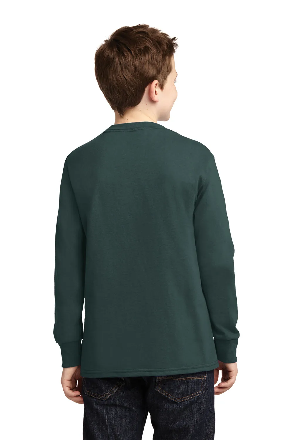 Port & Company Youth Core Long Sleeve Crewneck T-Shirt - Dark Green
