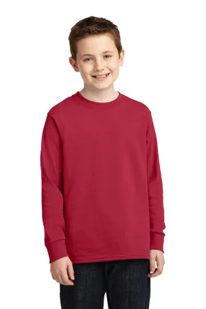 Port & Company Youth Core Long Sleeve Crewneck T-Shirt - Red