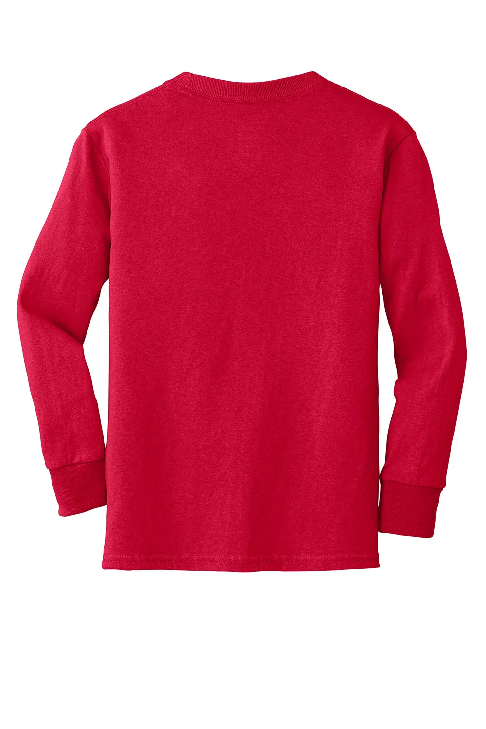 Port & Company Youth Core Long Sleeve Crewneck T-Shirt - Red