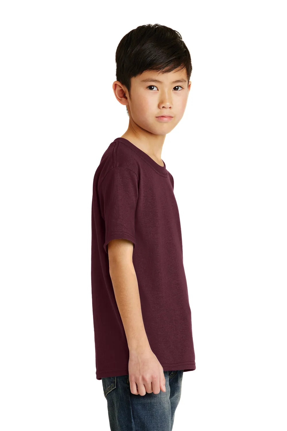 Port & Company Youth Core Short Sleeve Crewneck T-Shirt - Athletic Maroon