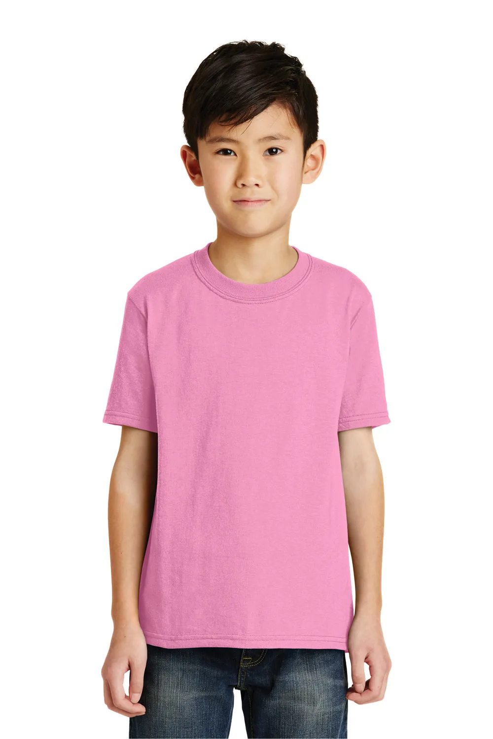Port & Company Youth Core Short Sleeve Crewneck T-Shirt - Candy Pink