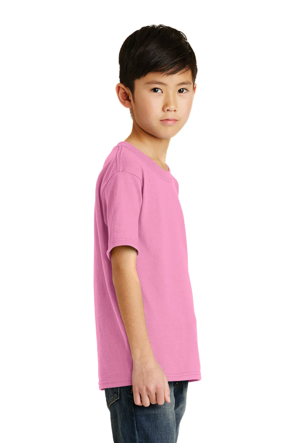 Port & Company Youth Core Short Sleeve Crewneck T-Shirt - Candy Pink