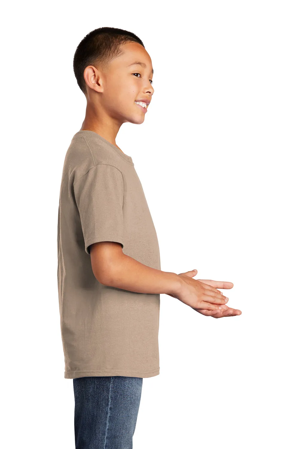 Port & Company Youth Core Short Sleeve Crewneck T-Shirt - Sand Brown
