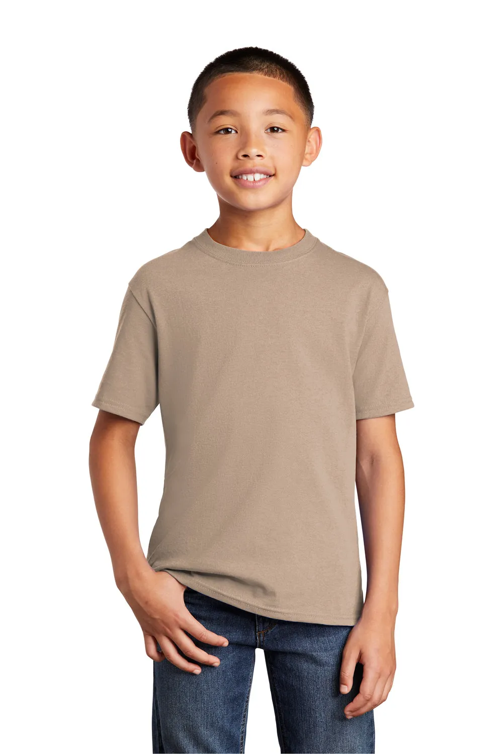 Port & Company Youth Core Short Sleeve Crewneck T-Shirt - Sand Brown