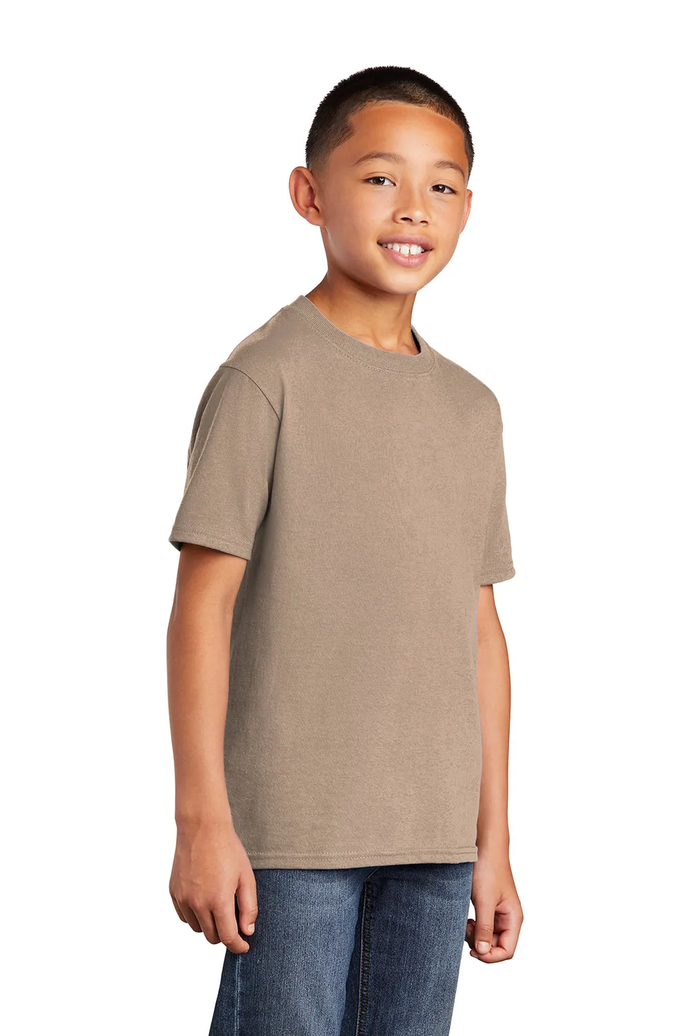 Port & Company Youth Core Short Sleeve Crewneck T-Shirt - Sand Brown