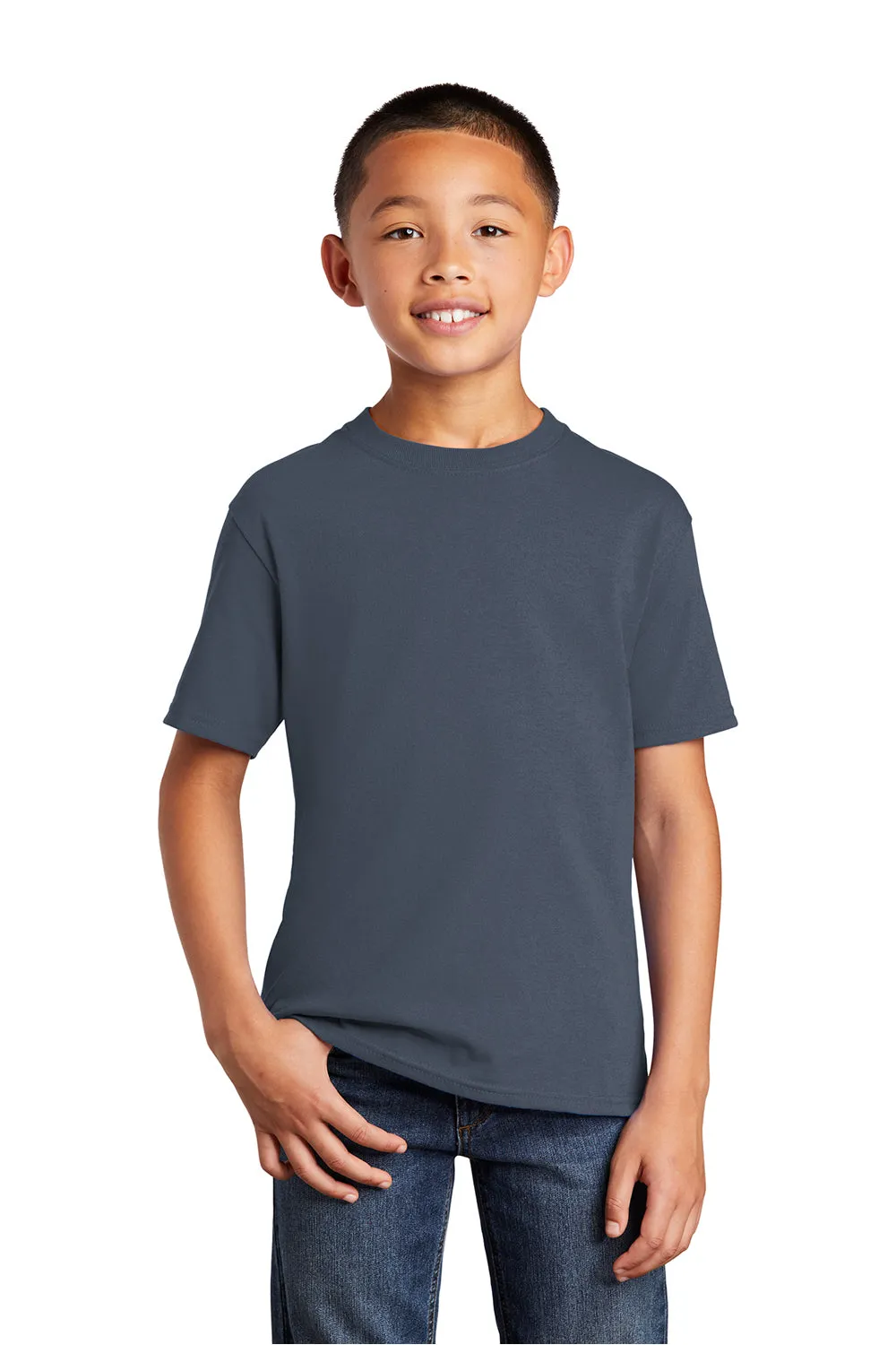 Port & Company Youth Core Short Sleeve Crewneck T-Shirt - Steel Blue