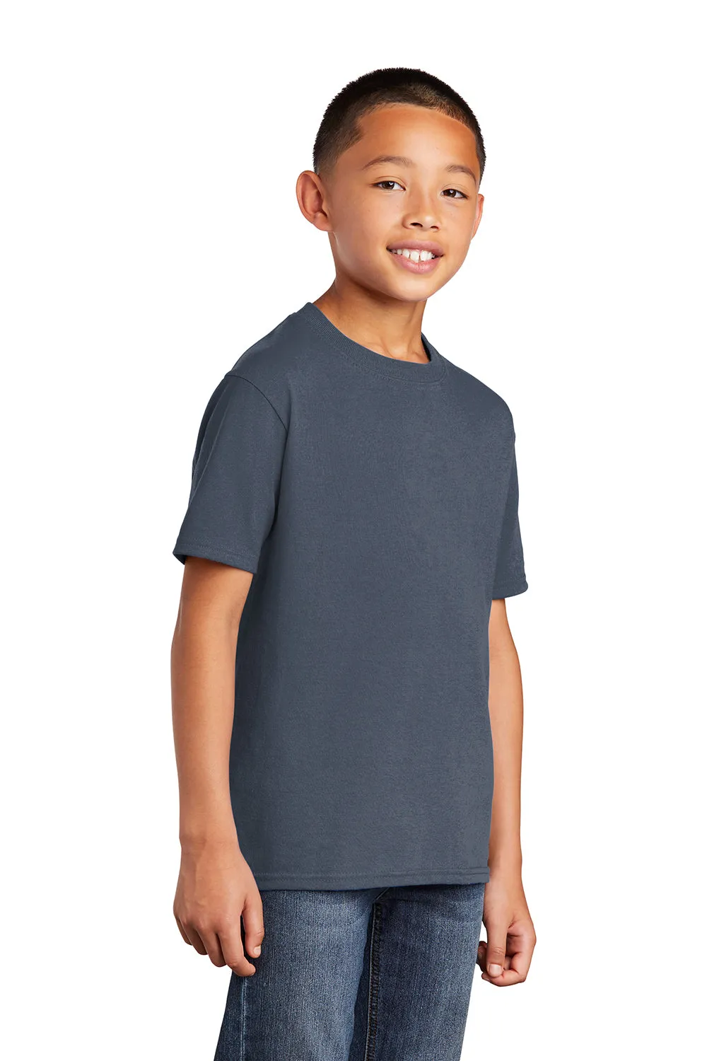 Port & Company Youth Core Short Sleeve Crewneck T-Shirt - Steel Blue