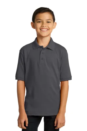 Port & Company Youth Core Stain Resistant Short Sleeve Polo Shirt - Charcoal Grey
