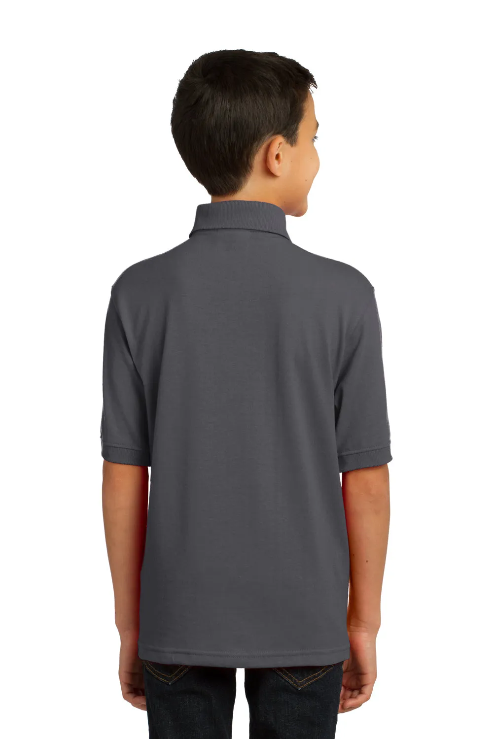 Port & Company Youth Core Stain Resistant Short Sleeve Polo Shirt - Charcoal Grey