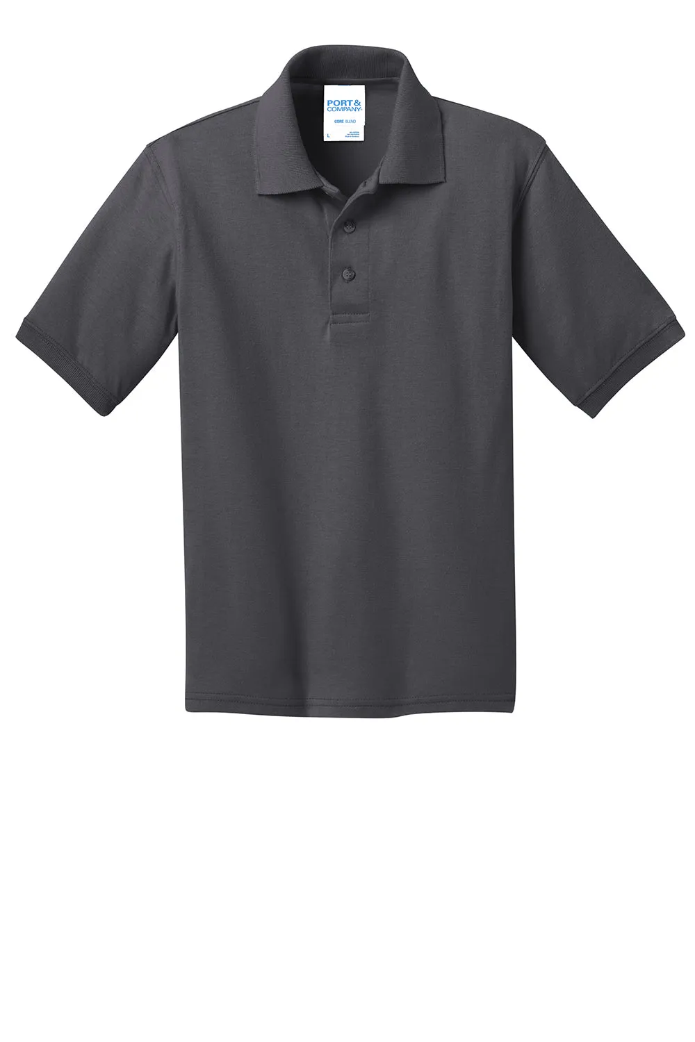 Port & Company Youth Core Stain Resistant Short Sleeve Polo Shirt - Charcoal Grey