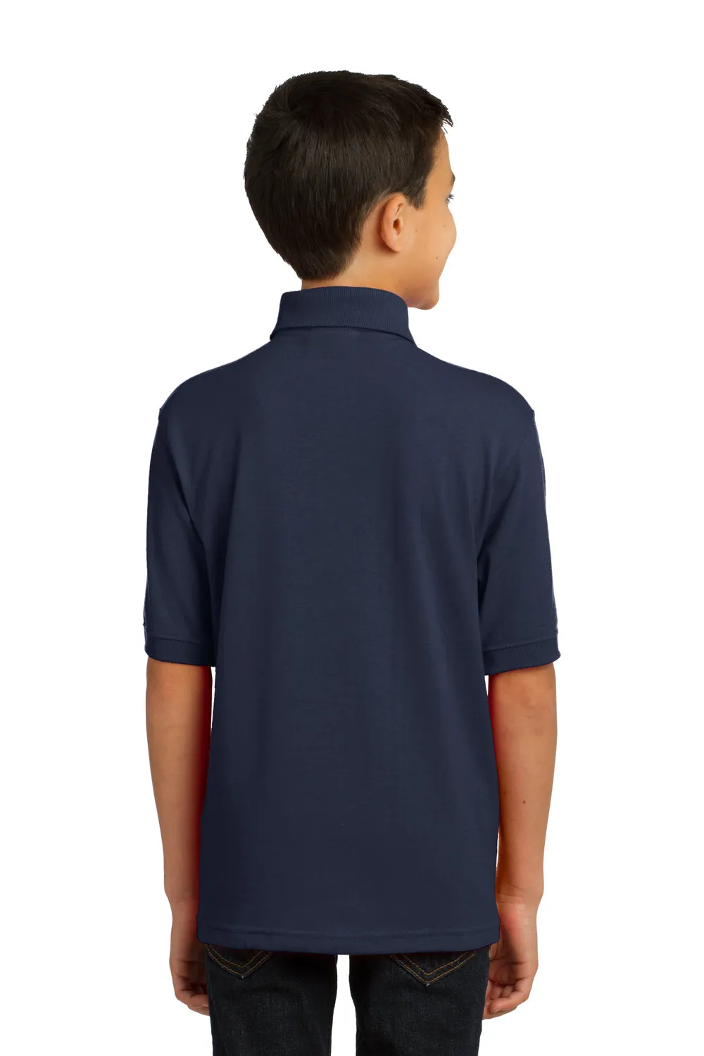Port & Company Youth Core Stain Resistant Short Sleeve Polo Shirt - Deep Navy Blue